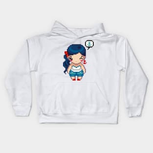 Hello Sailor Pixel Art Girl Kids Hoodie